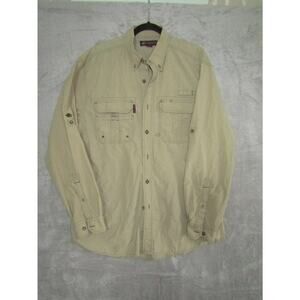 Field & Stream Fishing Shirt‎ XL Khaki Vented Safari Outdoor Long Sleeve Pockets